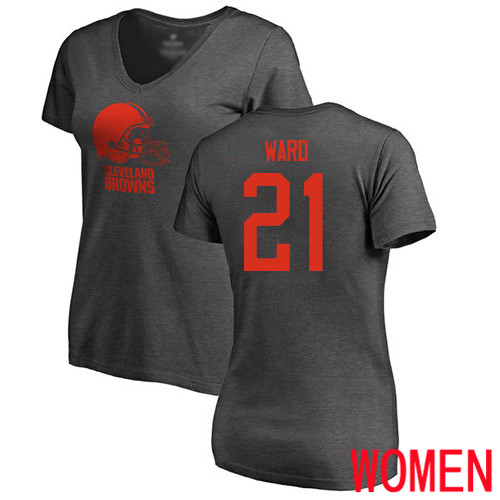 Cleveland Browns Denzel Ward Women Ash Jersey #21 NFL Football One Color T Shirt